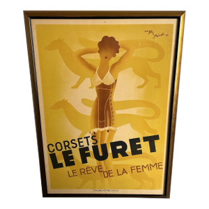 Art Deco Corset Le Furet Poster 1933 by Roger Perot