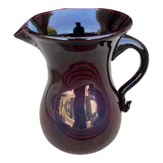 Antique Red Blown Glass Milk Pitcher, Circa 1880's For Sale