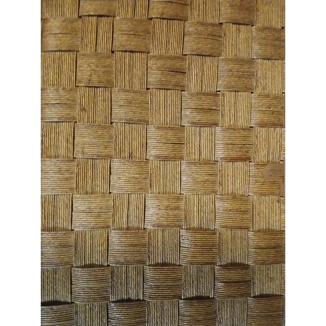 1990s 1990s Boho Basket Weave Rattan Footstool Ottoman For Sale - Image 5 of 5
