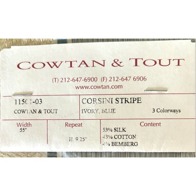 Cowtan & Tout Corsini Stripe Ivory/Blue Bolt of Fabric - 6.5 Yards For Sale - Image 4 of 4