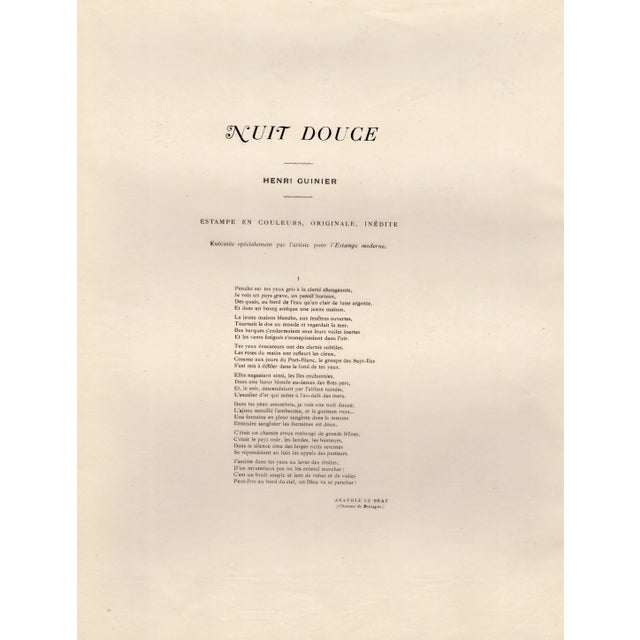 Henri Guinier, Nuit Douce, 1899, Original Lithograph For Sale - Image 7 of 10