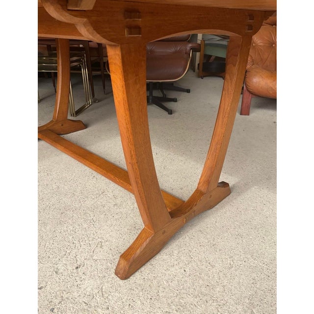 Brown Arts & Crafts Cotswold School Oak Dining Table by Edward Barnsley For Sale - Image 8 of 18