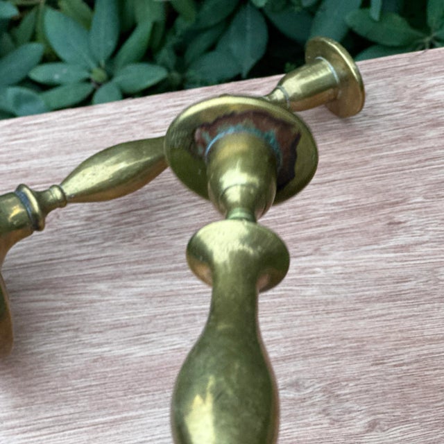 Antique Heavy Brass 9.5" Tall Candlestick Candle Holders - a Pair For Sale - Image 4 of 11