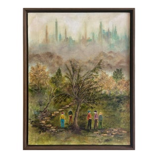 MCM Oil Painting of Central Park With Nyc Skyline For Sale