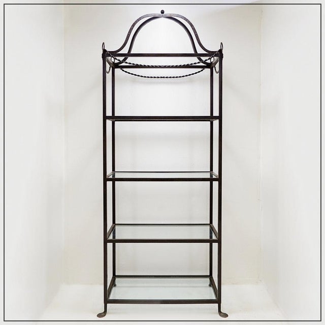 Vintage Pagoda Style Shelves in Black Metal, 1980s For Sale - Image 4 of 15