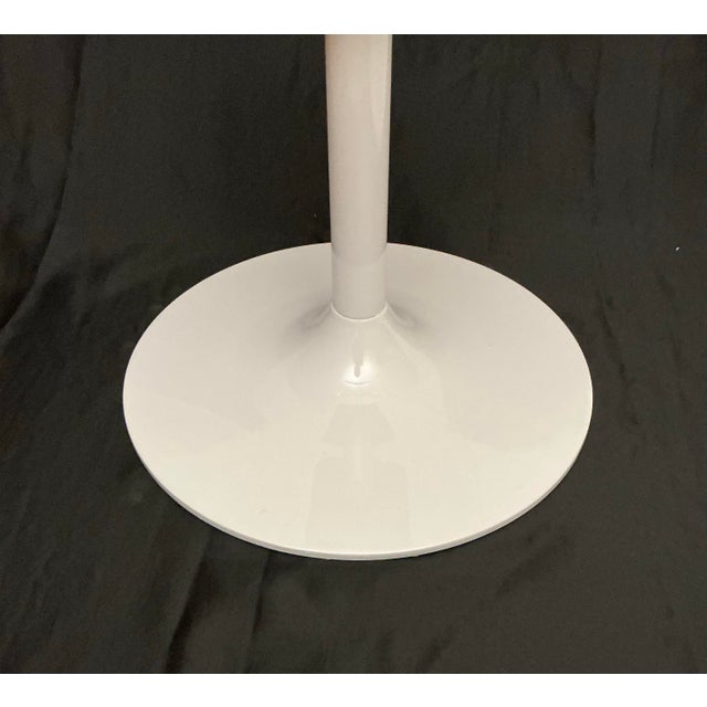 Metal Vintage Hollis Jones Style Lucite Acrylic Swivel Side Chair White Tulip Base, Circa 1970s For Sale - Image 7 of 12