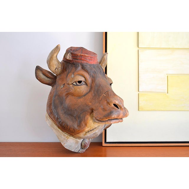 Brown Antique Papier-Mâché Carnival Mask, 1900s For Sale - Image 8 of 18