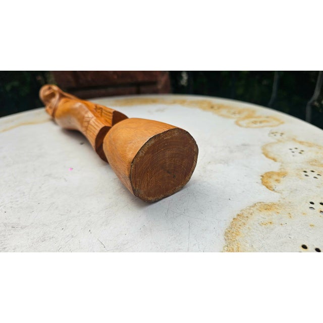 Vintage Wooden Carved Thai Woman Wai, 1970s For Sale - Image 12 of 13