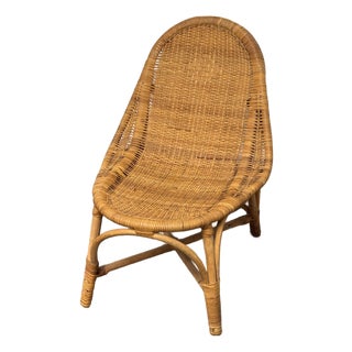 Rattan Scoop Back Side Chair, Vintage For Sale
