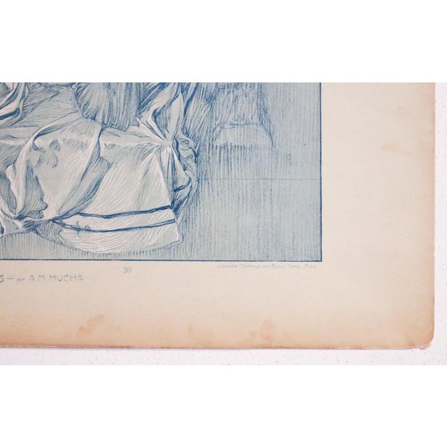 1900 - 1909 1905 French Art Nouveau Illustration - Alphonse Mucha, Girl With Hat ('Figures Decoratives,' Plate #30) For Sale - Image 5 of 5