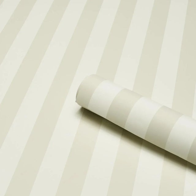 Contemporary SAMPLE - Schumacher Emma Stripe Wallpaper In Birch For Sale - Image 3 of 4