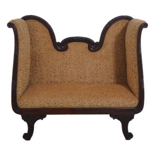 Vintage Victorian Style Mahogany Settee Loveseat W. New Upholstery For Sale