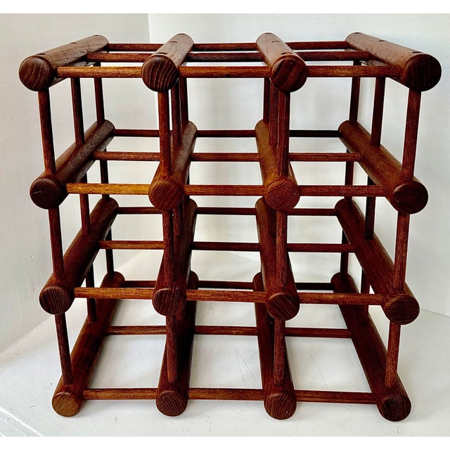 Wood Vintage Mid-Century Modern Teak Wood Adjustable Wine Rack Holds 12 Bottles in the Style of Nissen Langaa of Denmark For Sale - Image 7 of 12