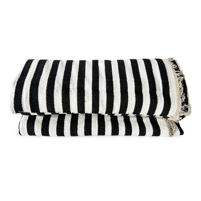 Tribal Black & White Burkina Faso Blanket For Sale - Image 3 of 8