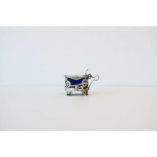 English Sterling Silver Art Nouveau Salt Cellar For Sale - Image 4 of 12