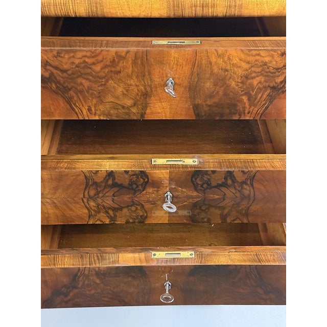 Wood Art Deco Walnut Chest of Drawers, 1930s For Sale - Image 7 of 8