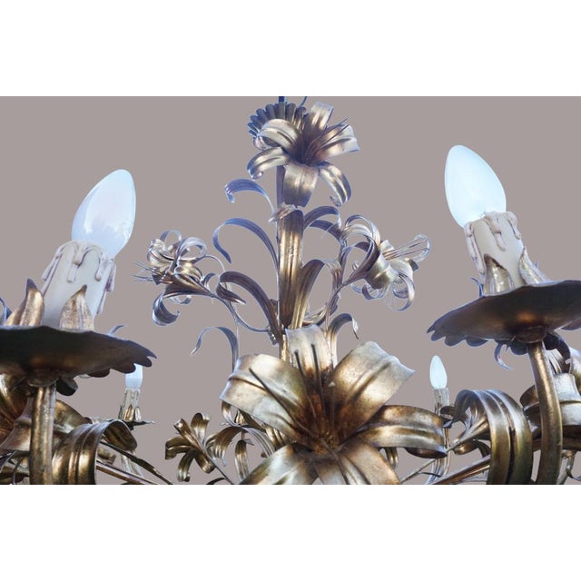 Large Hollywood Regency Calla Lily Chandelier with 12 Lights attributed to Hans Kögl, 1970s For Sale - Image 11 of 16