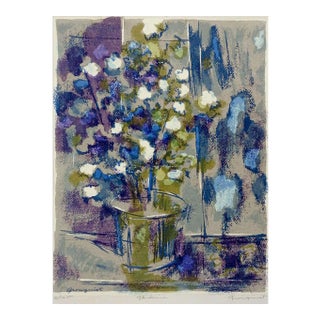 Modernist Floral Still Life Serigraph Print For Sale
