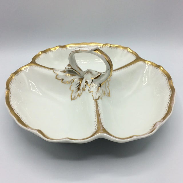 K P M Divided Dish With Gold and Acanthus Leaves Handle Antique For Sale - Image 12 of 12