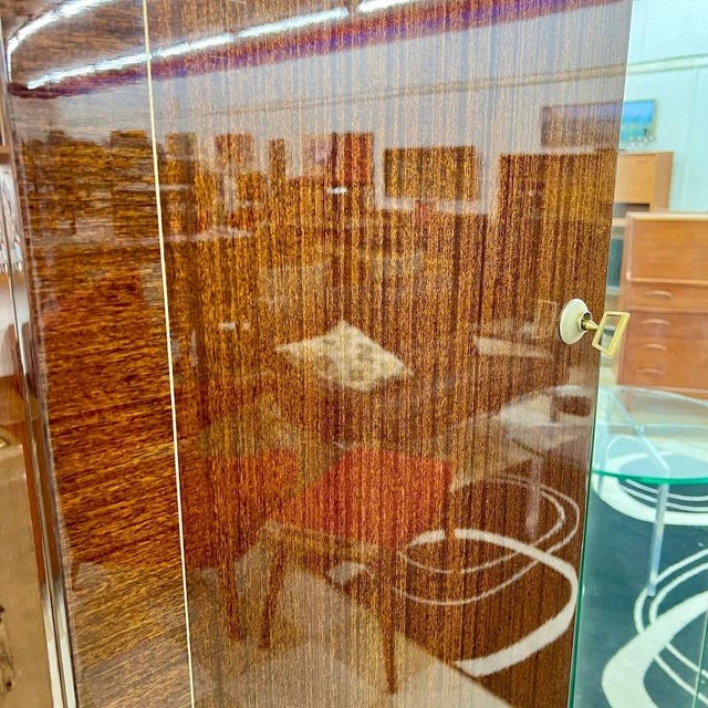 Wood French Designer Armoire, Mahogany, Brass, France, 1950s For Sale - Image 7 of 10