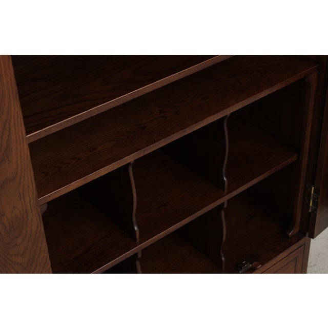 1970s Henredon Campaign Style Oak Bedroom Armoire For Sale - Image 5 of 17