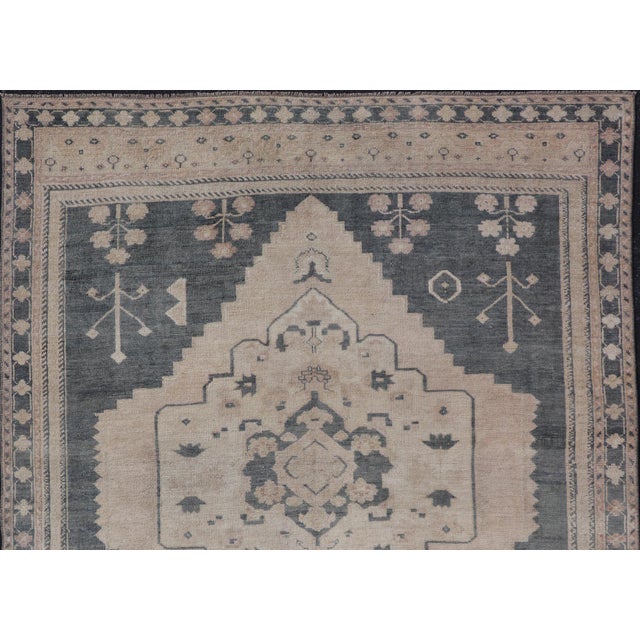 Vintage Turkish Oushak Rug With Elegant Gray and Soft Beige Motifs 5'1 X 6'4 For Sale - Image 4 of 11