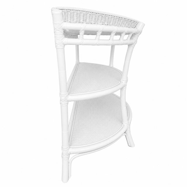 Mid 20th Century Vintage 3-Tier Rattan Demi-Lune Console Table For Sale - Image 5 of 8