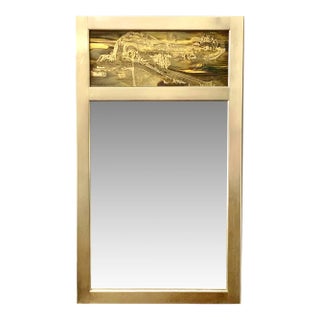 Vintage Mastercraft Etched Brass Mirror by Bernard Rohn For Sale