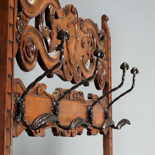 Wall Coat Rack in Walnut-Stained Beech For Sale - Image 5 of 12