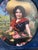 Vintage Original Oil Painting Romantic Flower Girl With Roses, Oval Presentation in Custom Fabric Mount For Sale - Image 6 of 9