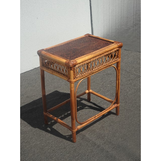 Vintage French Country Bamboo Rattan Cane Side Table Chairish
