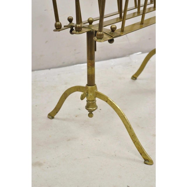 Gold Vintage A. Ravenel Paris French Mid Century Modern Brass Magazine Rack Stand For Sale - Image 8 of 12
