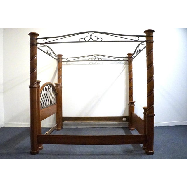 Thomasville Furniture Renaissance Collection Solid Oak Adjustable King / Queen Size Canopy Bed 34511-475 For Sale In Kansas City - Image 6 of 18
