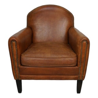 Vintage Dutch Cognac Leather Club Chair, 1970s For Sale