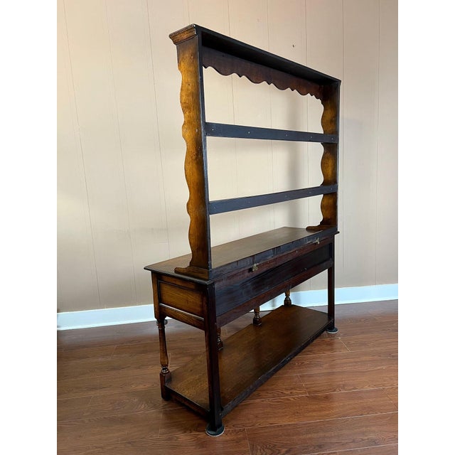 Antique English Dresser Sideboard Plate Rack Potboard Jacobean Tiger Oak C1900 For Sale - Image 10 of 18