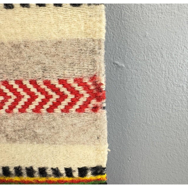 Vintage Mid-Century Mexican Hand-Woven Wool Serape — 83" X 57" For Sale - Image 9 of 9