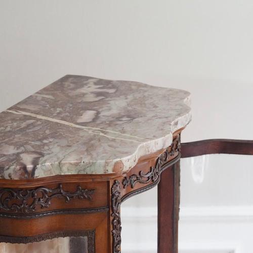 Tall Louis XV Style Display Cabinet with Marble Top, France, 1900s For Sale - Image 4 of 18