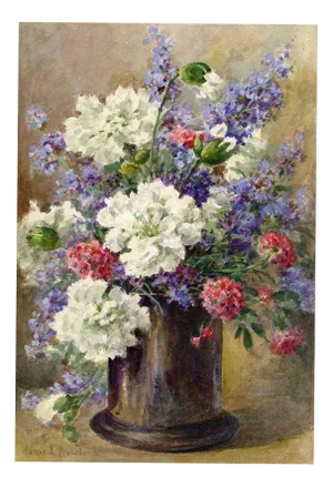 Annie L. Pressland, Catmint & Verbena Flowers, 1920s, Watercolour
