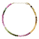Rainbow Tourmaline Bracelet 14K Gold For Sale