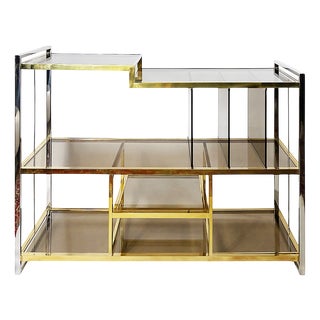 Italian Chrome and Glass Console Table by Serantoni & Arcangeli, 1970s For Sale