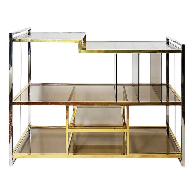 Italian Chrome and Glass Console Table by Serantoni & Arcangeli, 1970s For Sale