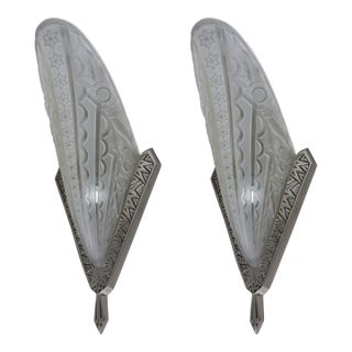1930s French Art Deco Wall Sconces by Les Etablissements Donna France - a Pair For Sale