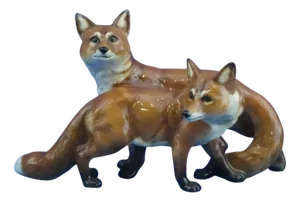 20th Century Red Foxes in Porcelain from Hutschenreuther, Germany