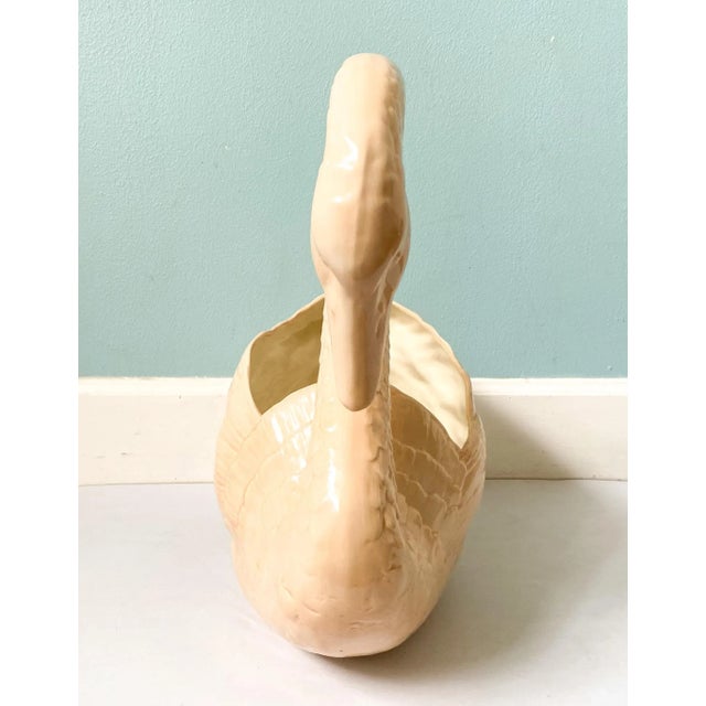 Late 20th Century Large Vintage Peach Colored Ceramic Swan Planter For Sale - Image 5 of 12
