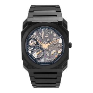 2021 Bvlgari Octo Finissimo 40mm 103010 Titanium Black Ceramic Skeleton Watch