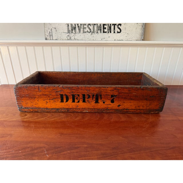 Antique Industrial Dovetail Wood Factory Tray For Sale - Image 12 of 18