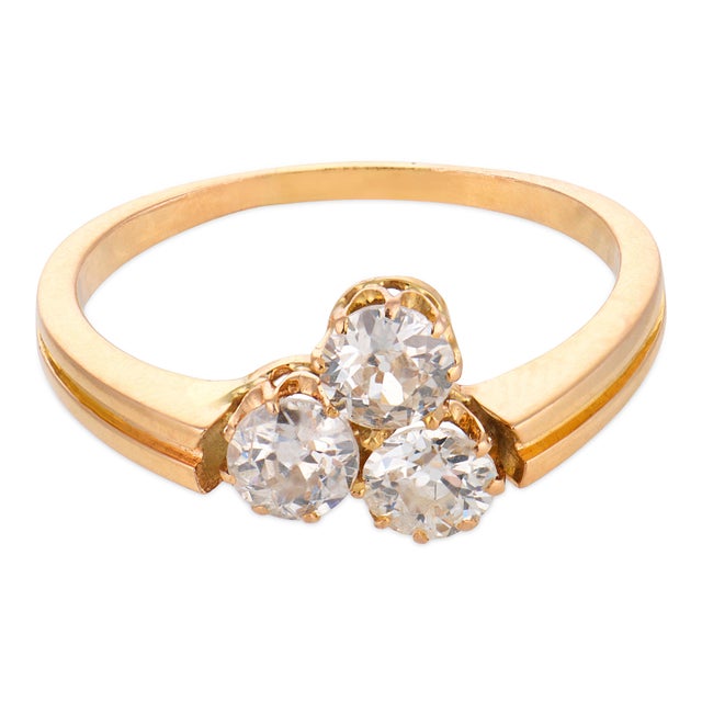 Victorian late 19th Century Victorian Old European Cut Diamond 18k Yellow Gold Ring, Size 8.75 For Sale - Image 3 of 6