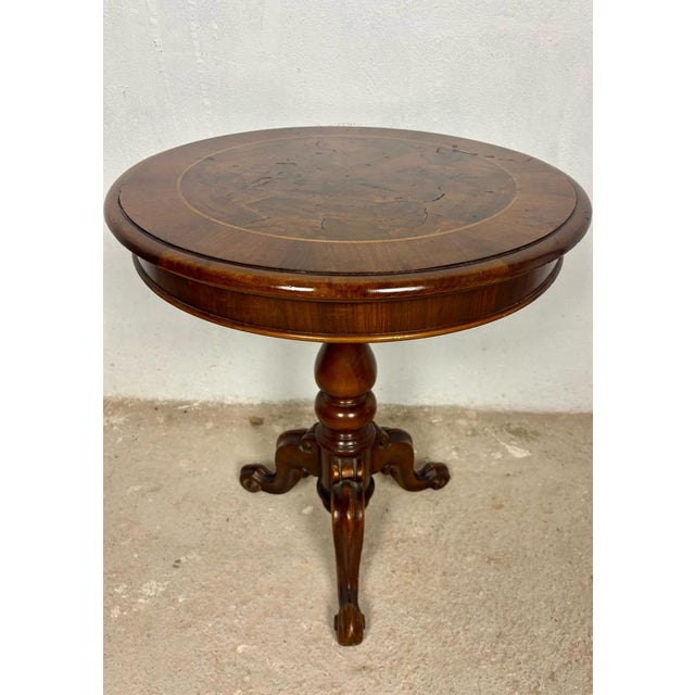 1920s Round Occasional Table with Inlaid Top, 1920s For Sale - Image 5 of 11
