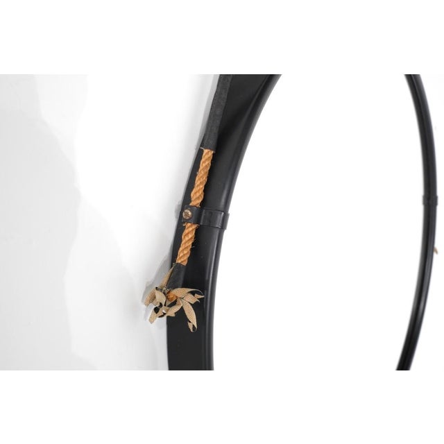 Beige Vintage Round Steel Mirror, Italy, 1970s For Sale - Image 8 of 13