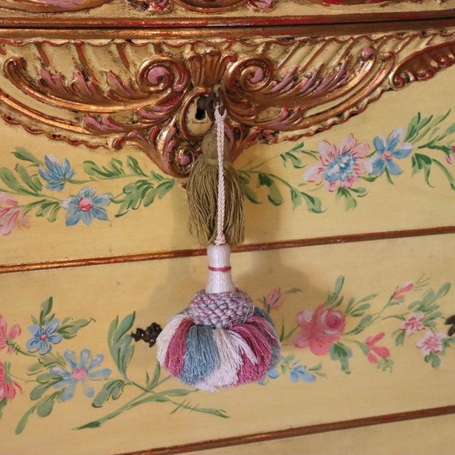 Venetian Hand Painted & Gilt Polychromed 5-Drawer Marble Top Dresser C1930 For Sale - Image 9 of 18